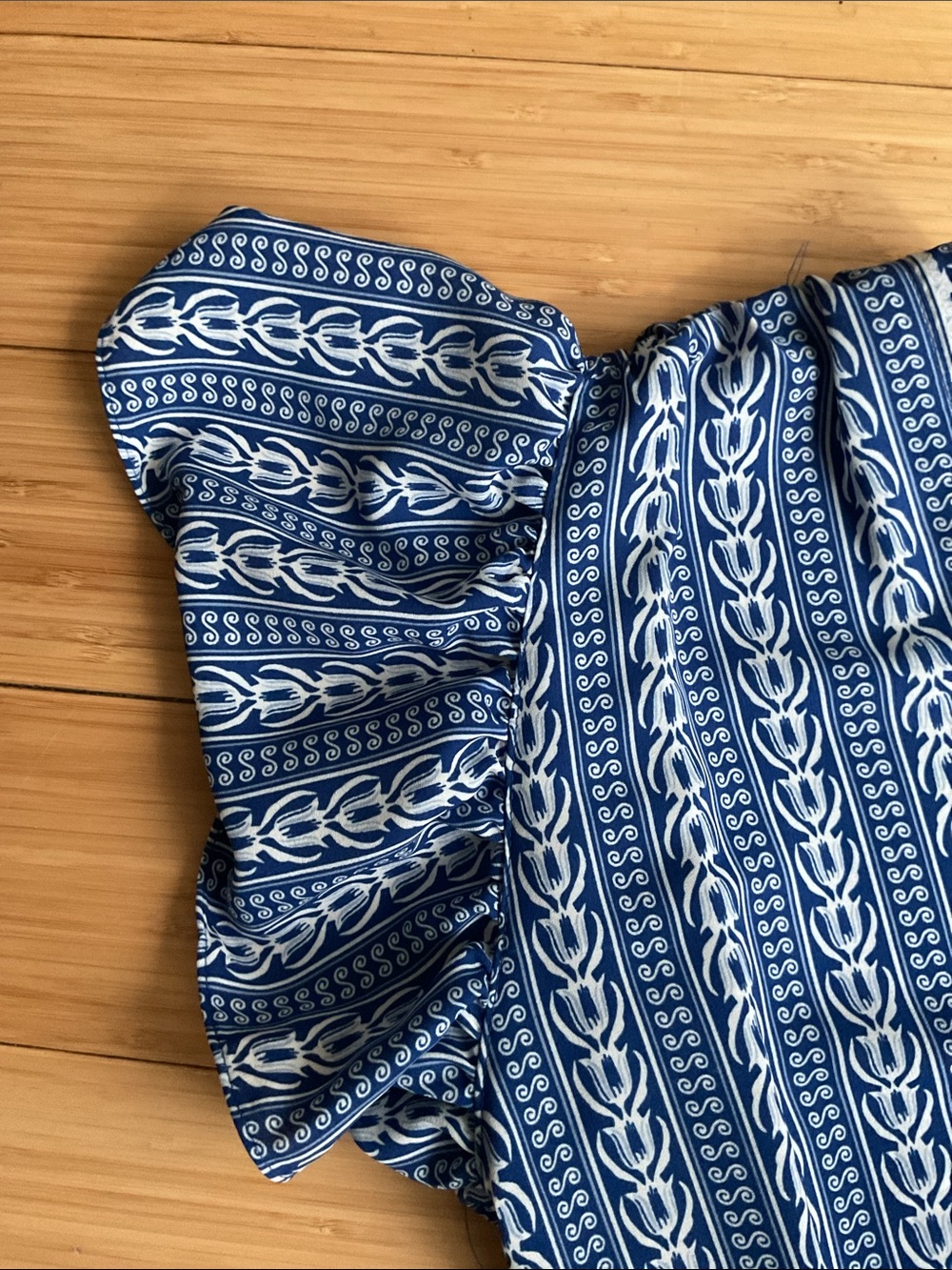 Max Studio Blue Printed V-Neck Maxi Dress - Picture 4 of 8